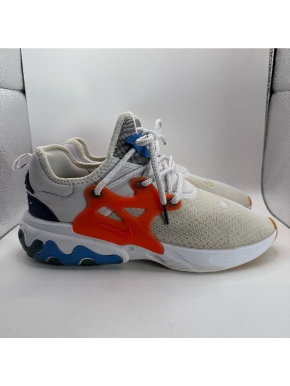 Nike React Presto Breezy Thursday White Orange Blue Mens Running Shoes Size 9.5